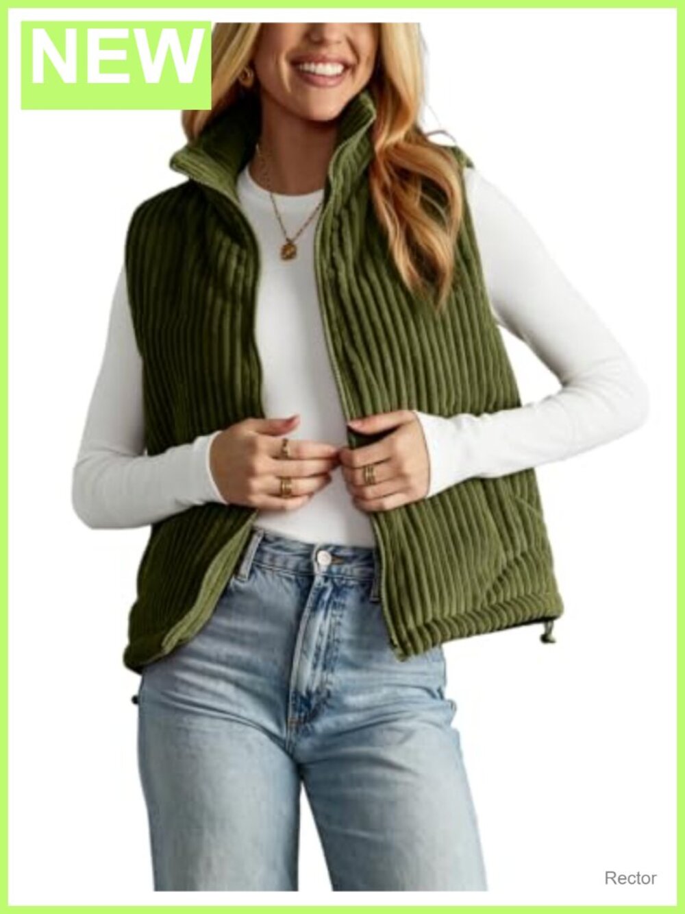 Women's Corduroy Puffer Vest Quilted Padded Gilet Zip Up Sleeveless